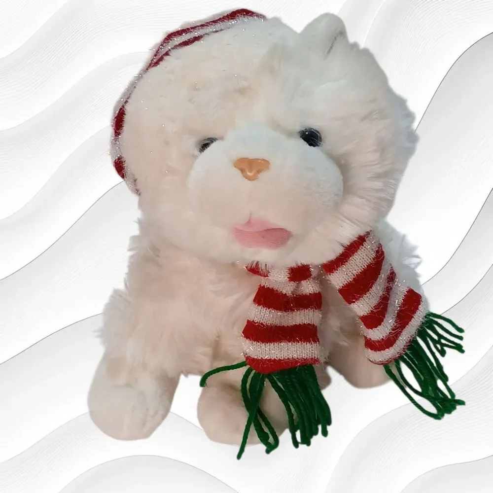 Dancing Musical Christmas Kitten White w/ Scarf & Hat 10